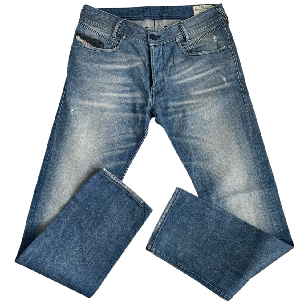 Diesel Iakop Jeans Men 31x32 Blue Regular Slim Tapered Stretch Faded 0807K